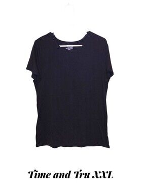 Time and Tru Black Short-Sleeve Crewneck Tee